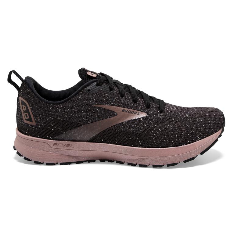 Brooks Revel 4 Road Running Shoes - Women's - Black/Ebony/grey Charcoal/Rose Gold (24938-RXUL)